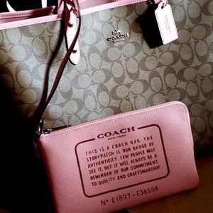 Monogrammed coach tote bag with pouch